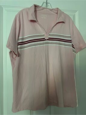 Venezia Light Pink Cotton Blend Top with Stripe Detail